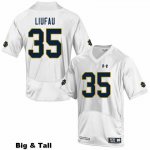 Notre Dame Fighting Irish Men's Marist Liufau #35 White Under Armour Authentic Stitched Big & Tall College NCAA Football Jersey KBA8799OE